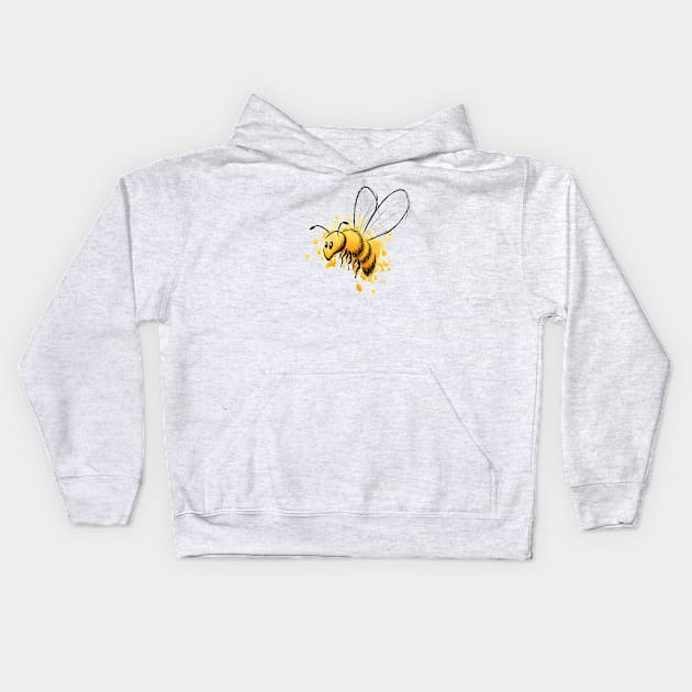 Casual Watercolor Wildlife Illustration | Cute Little Honey Bee Kids Hoodie by SkizzenMonster